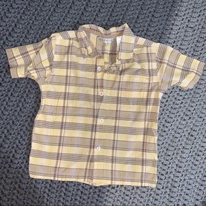 Boys’ button down short sleeve plaid shirt